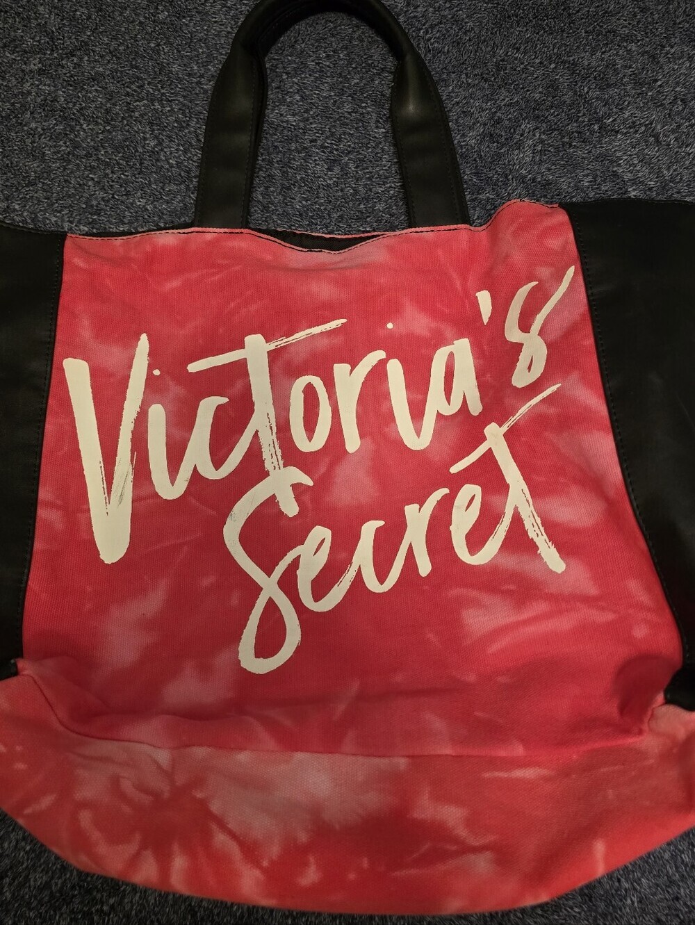 Victoria’s Secret PINK Tie Dye Tote Bag Black Faux Leather